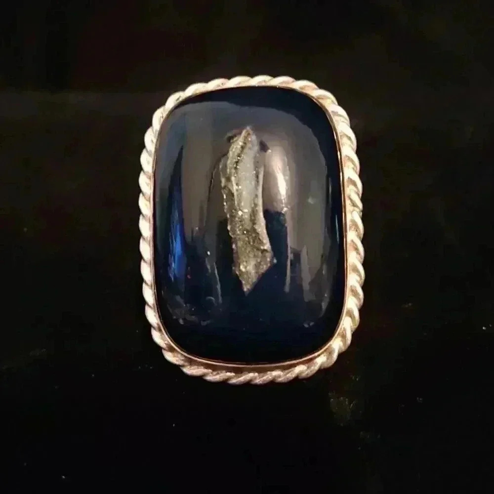 Massive blue Druzy Stone Ring Size 9